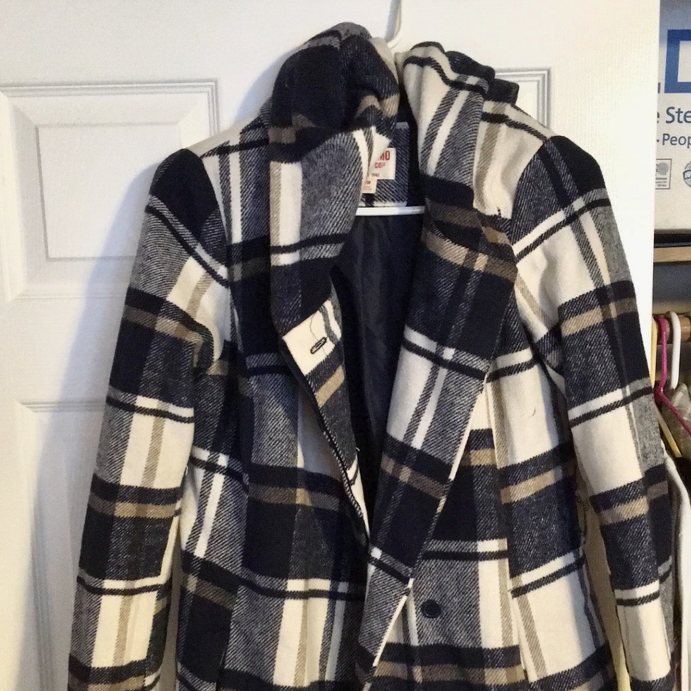 Mossimo Plaid Blue Women's Pea Coat